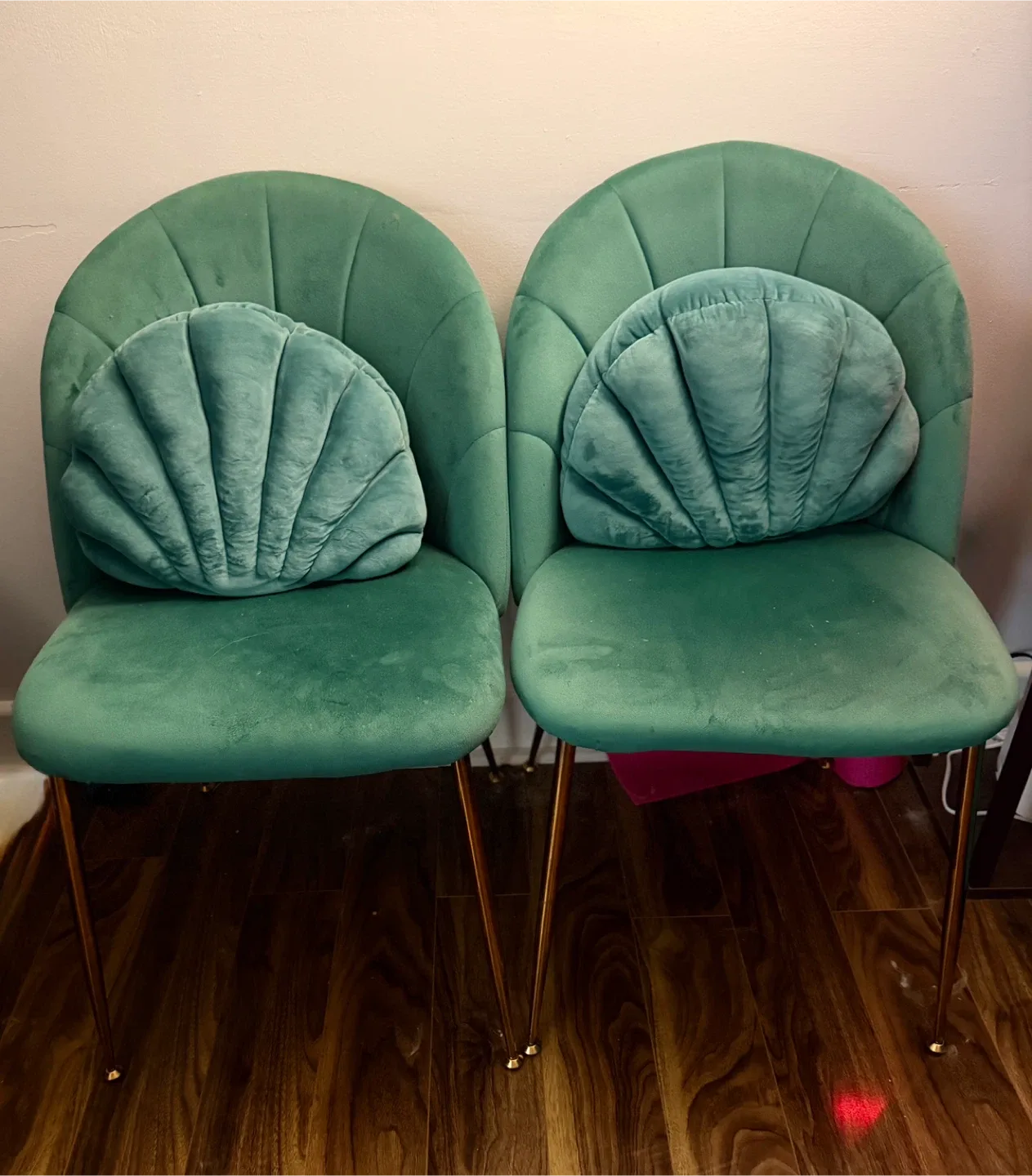 Green Velvet Accent Chairs with Gold Legs - Set of 2 thumbnail