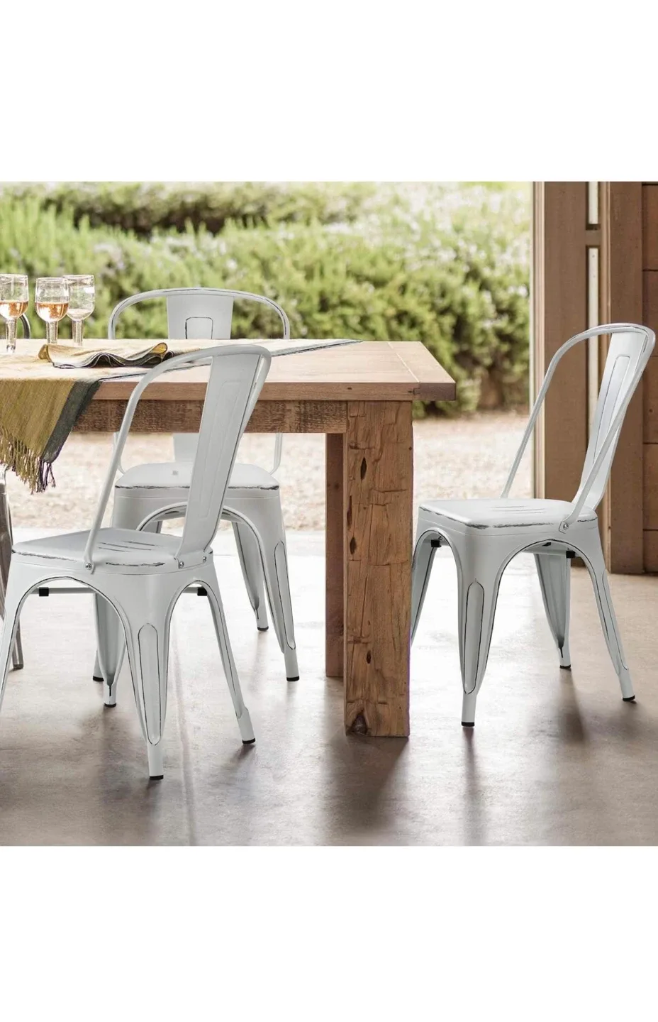 White Metal Dining Chairs - Set of 4 image indicator(3)