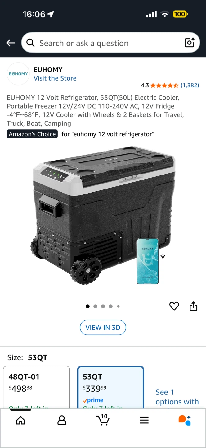 EUHOMY 53QT Portable Freezer/Cooler - New in Box!