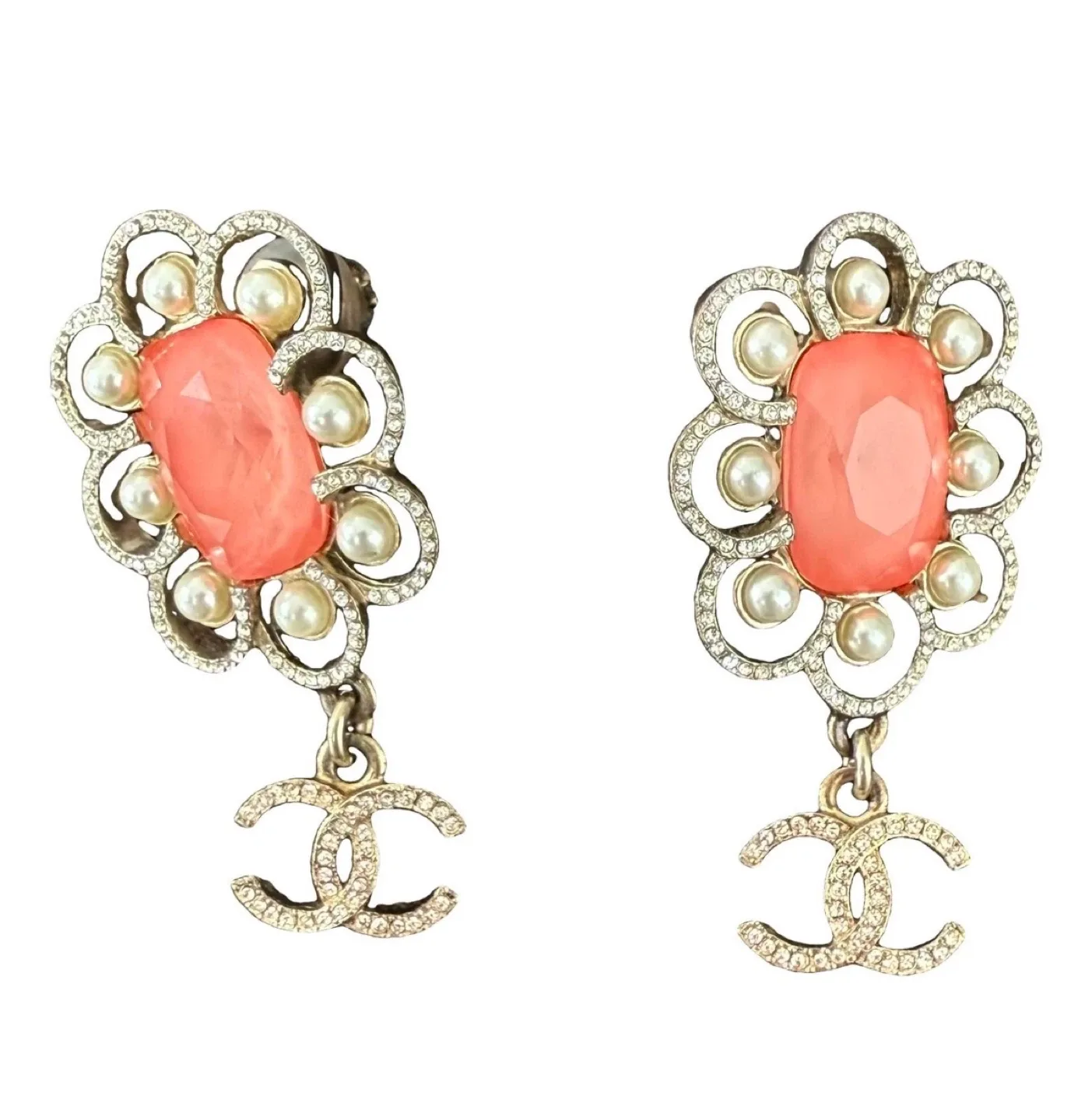 Chanel Earrings with Coral Stone thumbnail