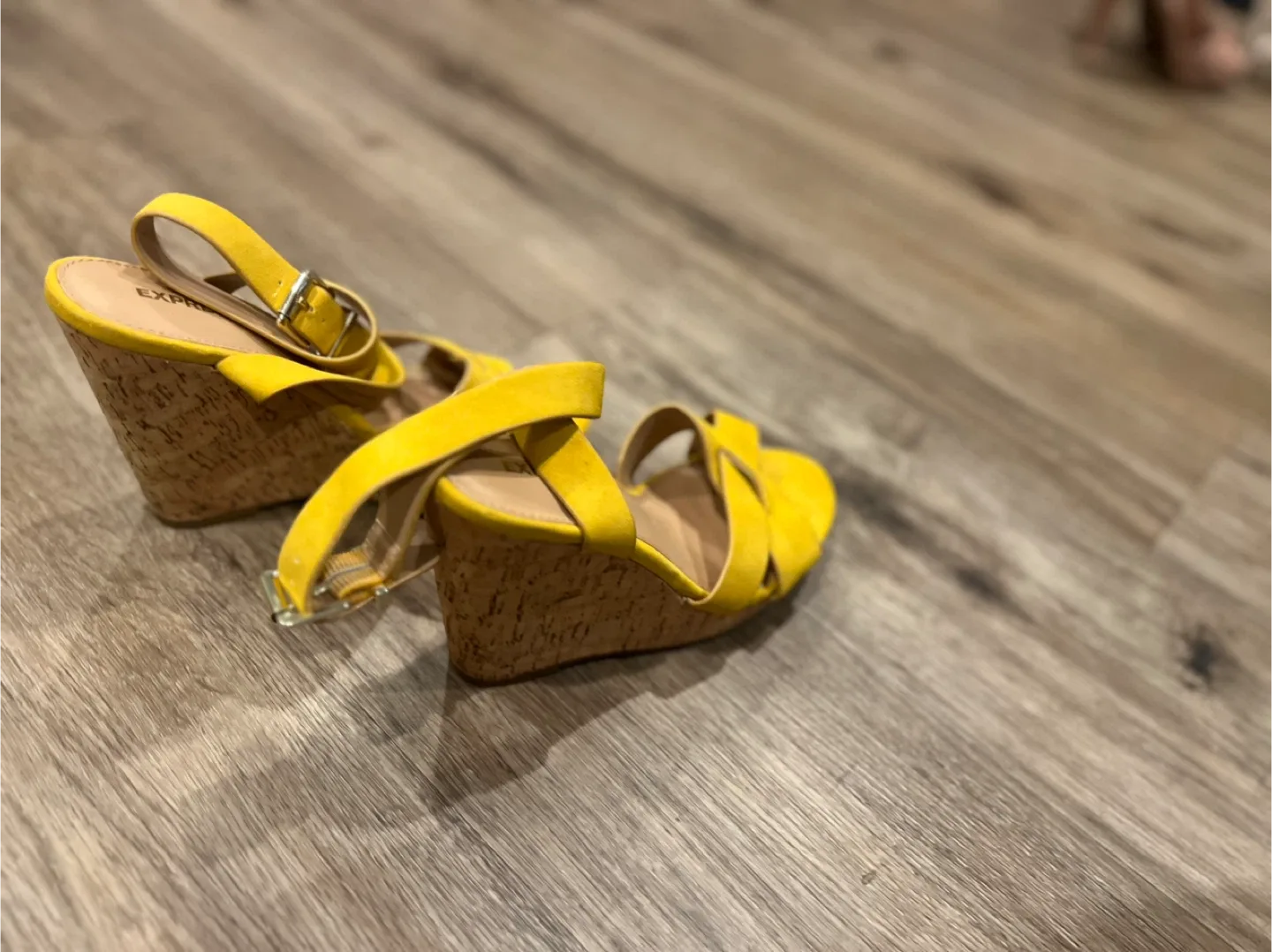 Express Yellow Wedge Sandals image indicator(2)