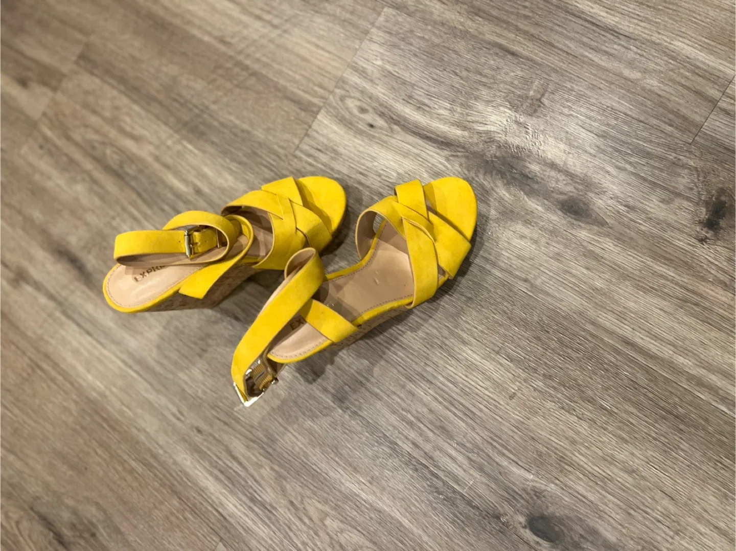 Express Yellow Wedge Sandals image indicator(3)