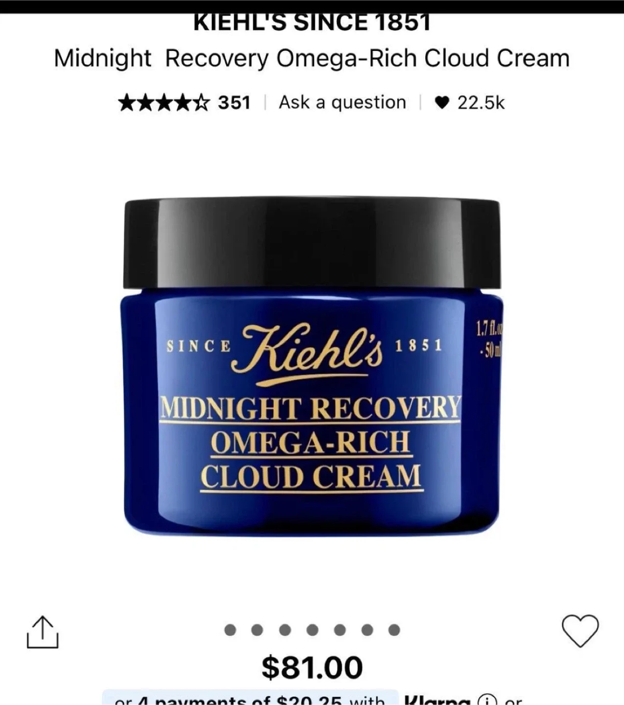 Kiehl's Midnight Recovery Cloud Cream,14 ml image indicator(3)