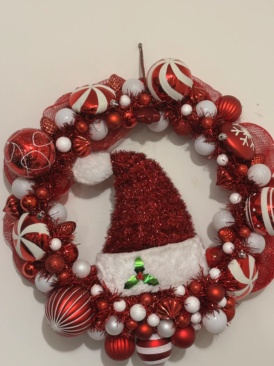 Christmas Wreath with Santa Hat