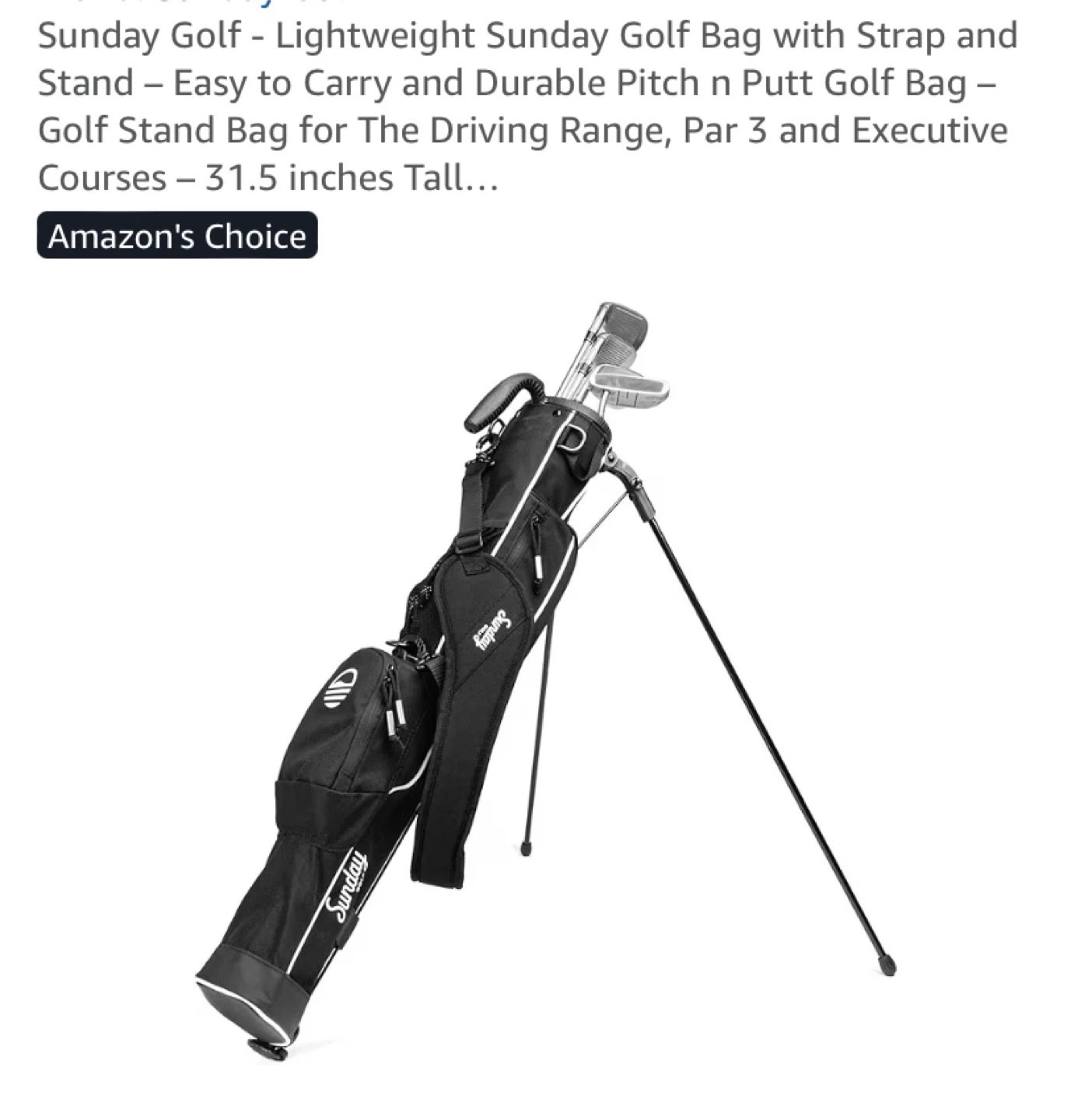 New Lightweight Sunday Golf Bag with Strap and Stand