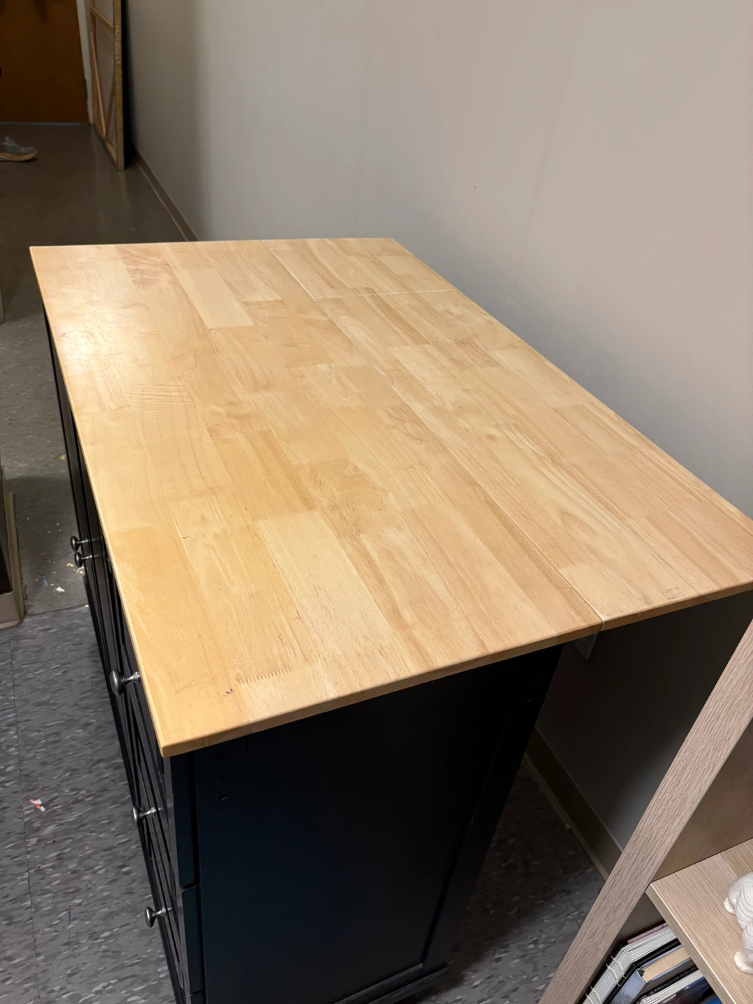 Black Kitchen Island with Wood Top - photo 3