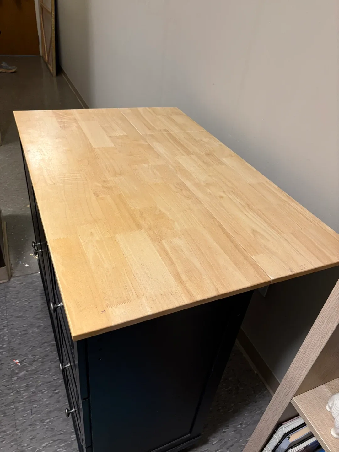 Black Kitchen Island with Wood Top image indicator(3)