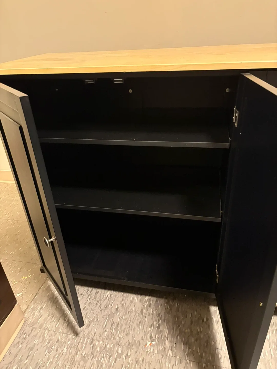 Black Kitchen Island with Wood Top image indicator(2)