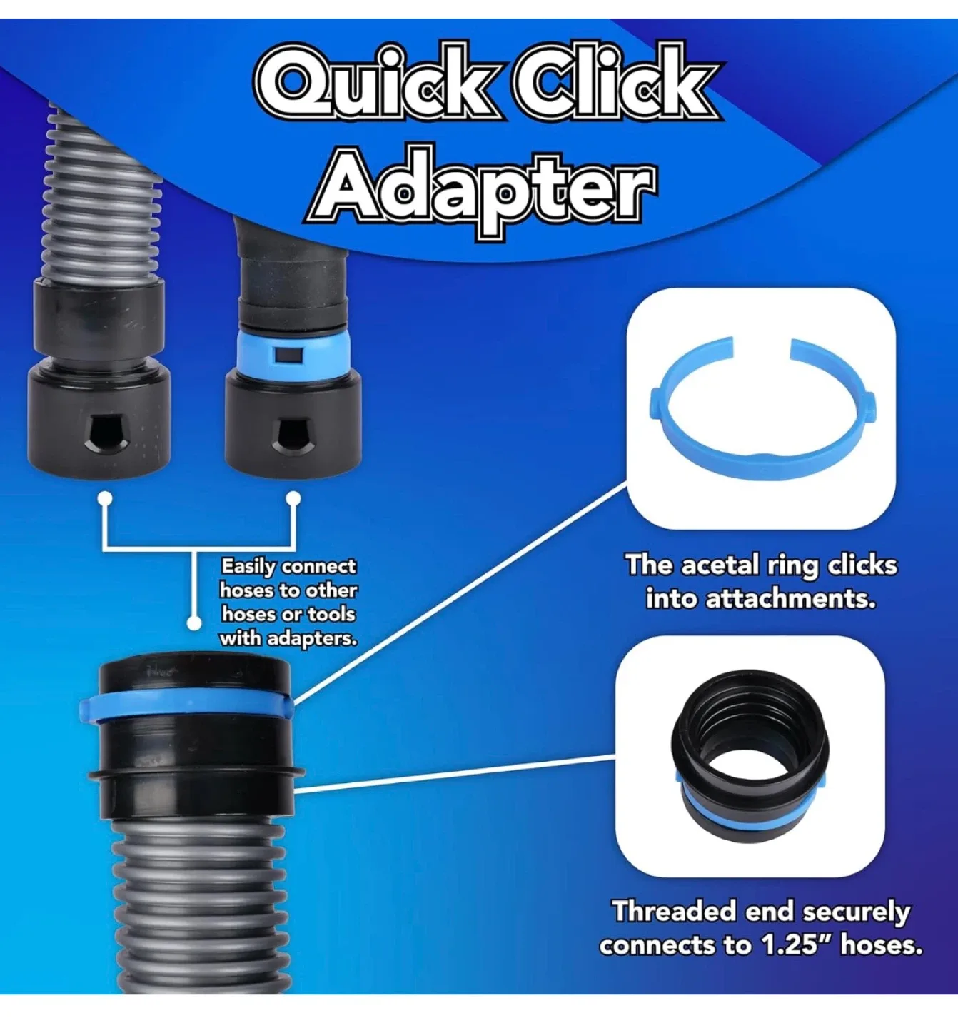 Quick Click 10 Ft. Hose for Home, Shop Vacuums Cen-Tec Systems image indicator(5)