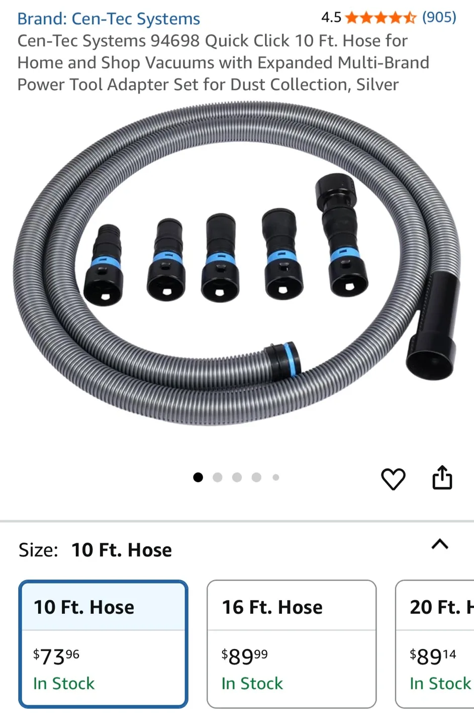 Quick Click 10 Ft. Hose for Home, Shop Vacuums Cen-Tec Systems image indicator(7)