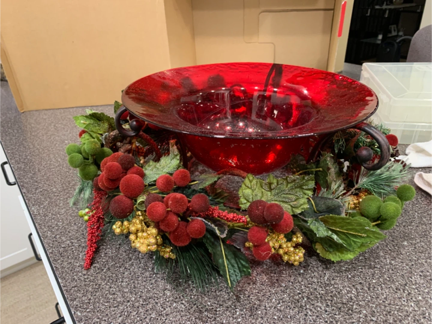 Christmas Poinsettia Bowl Centrepiece