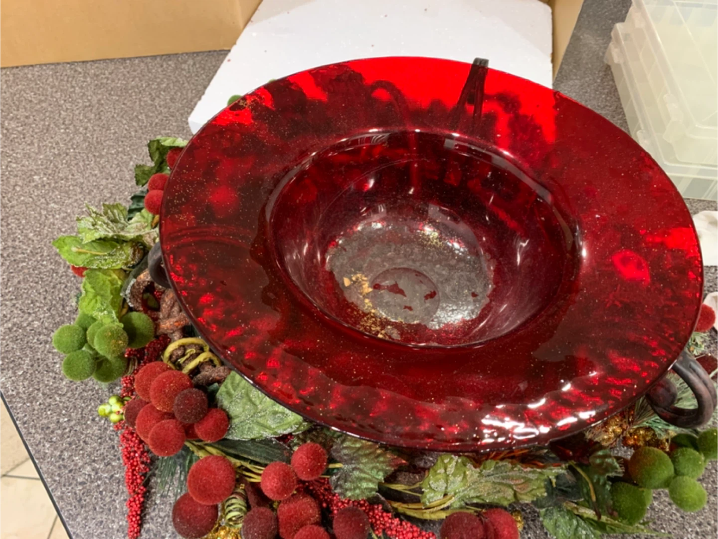 Christmas Poinsettia Bowl Centrepiece - photo 4