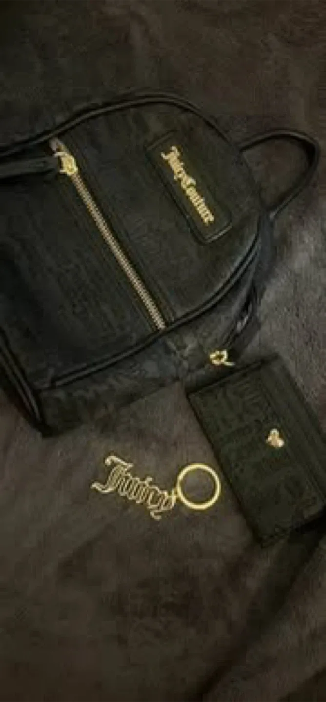 Juicy Couture Black Backpack, Card Holder & Keychain image indicator(2)