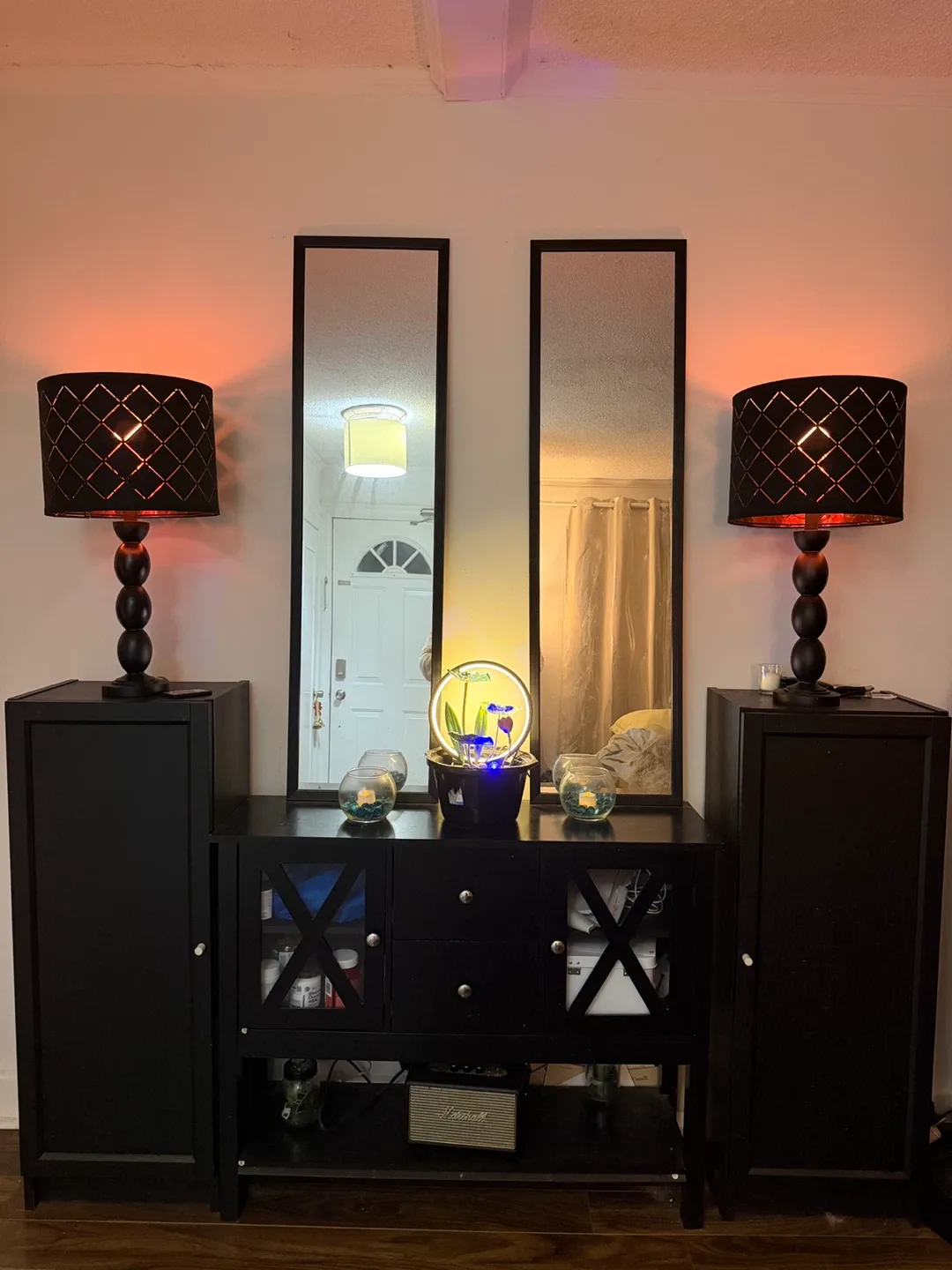 Black Buffet Cabinet with Glass Doors thumbnail