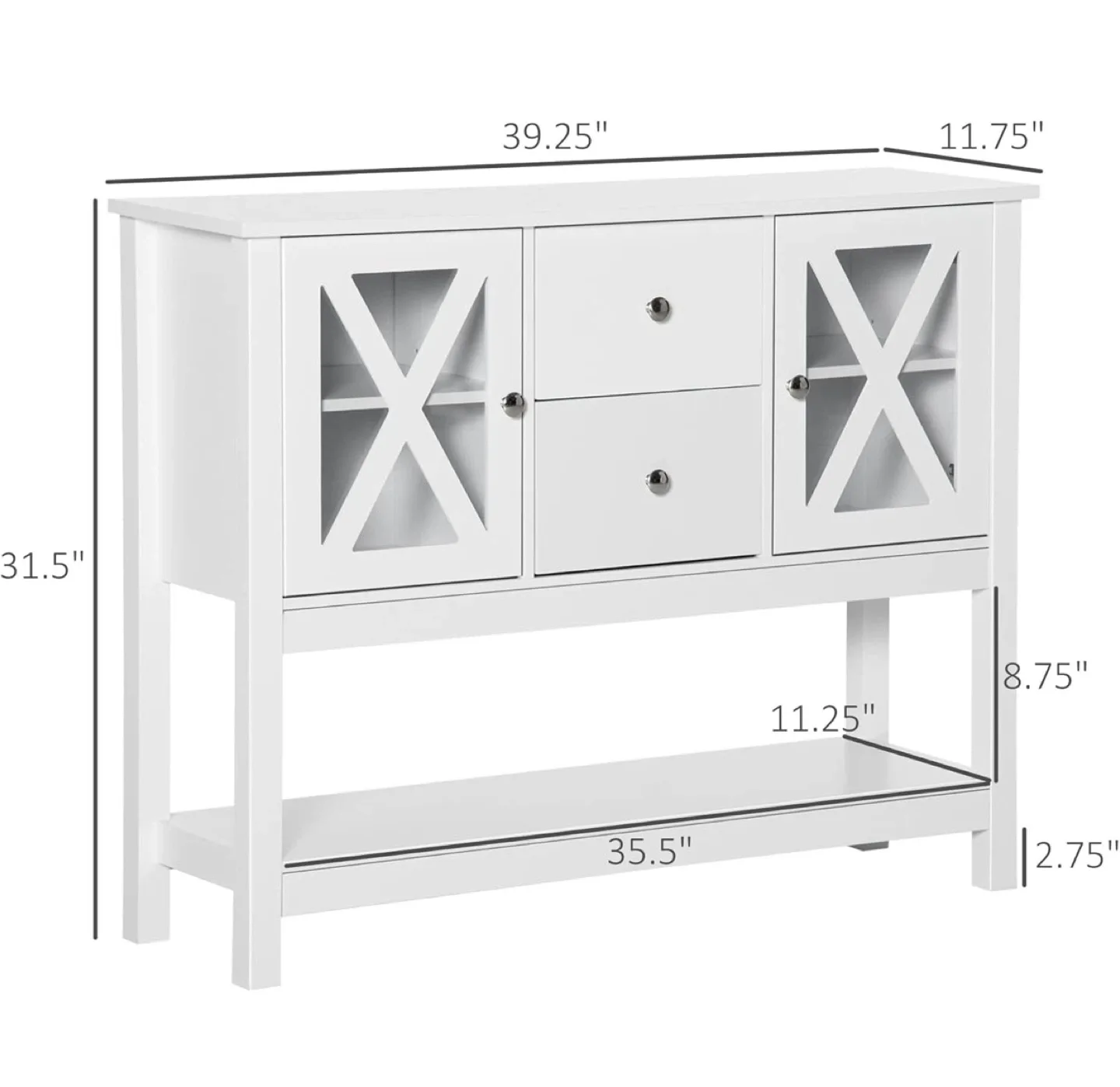 Black Buffet Cabinet with Glass Doors & Mirrors image indicator(3)