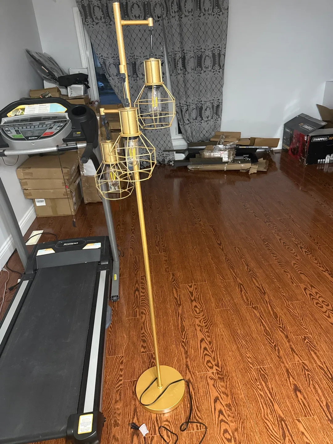 Gold Floor Lamp with Cage Shades image indicator(2)