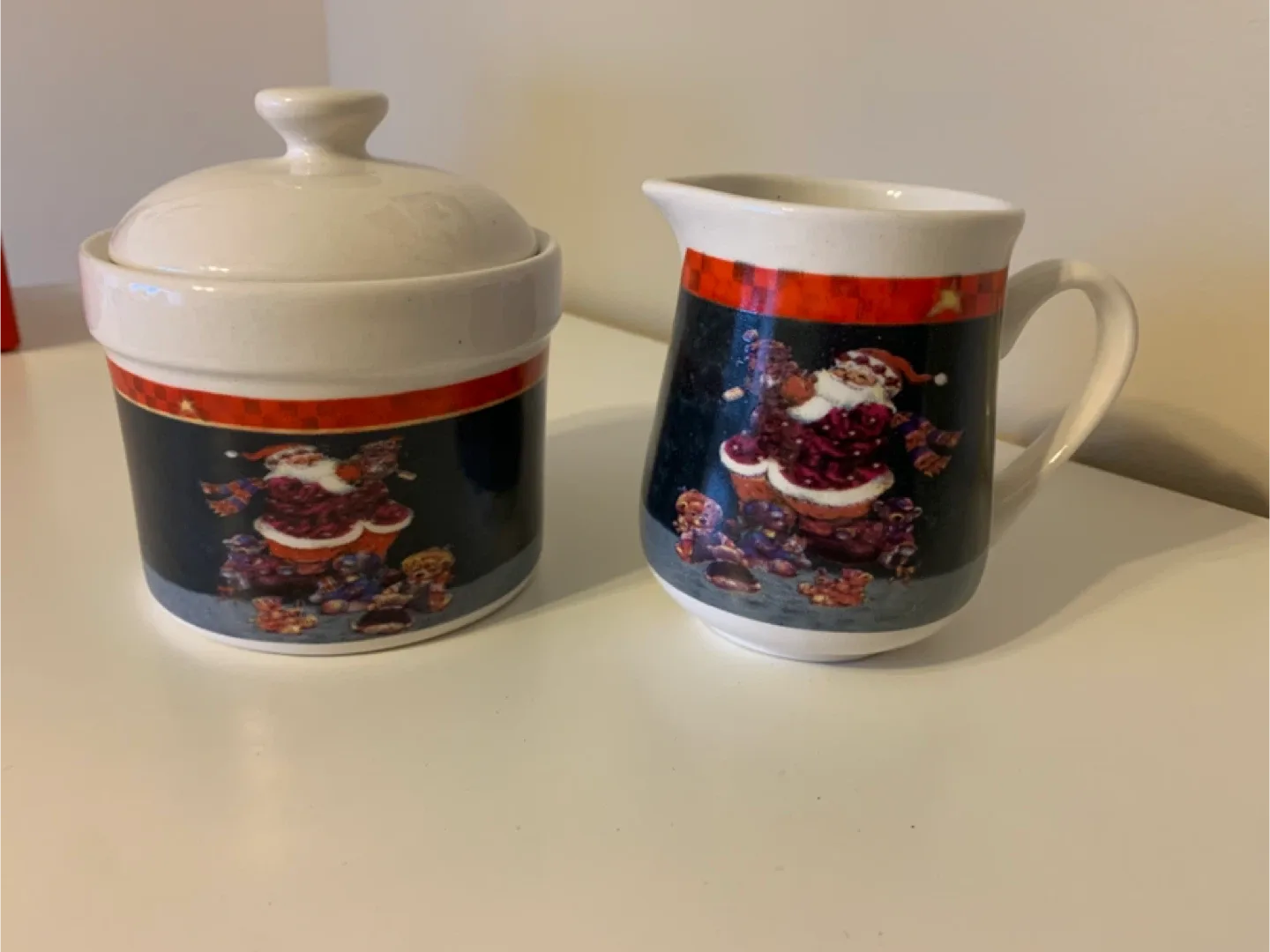 Christmas Sugar & Creamer Set - 2 Pc Ceramic thumbnail