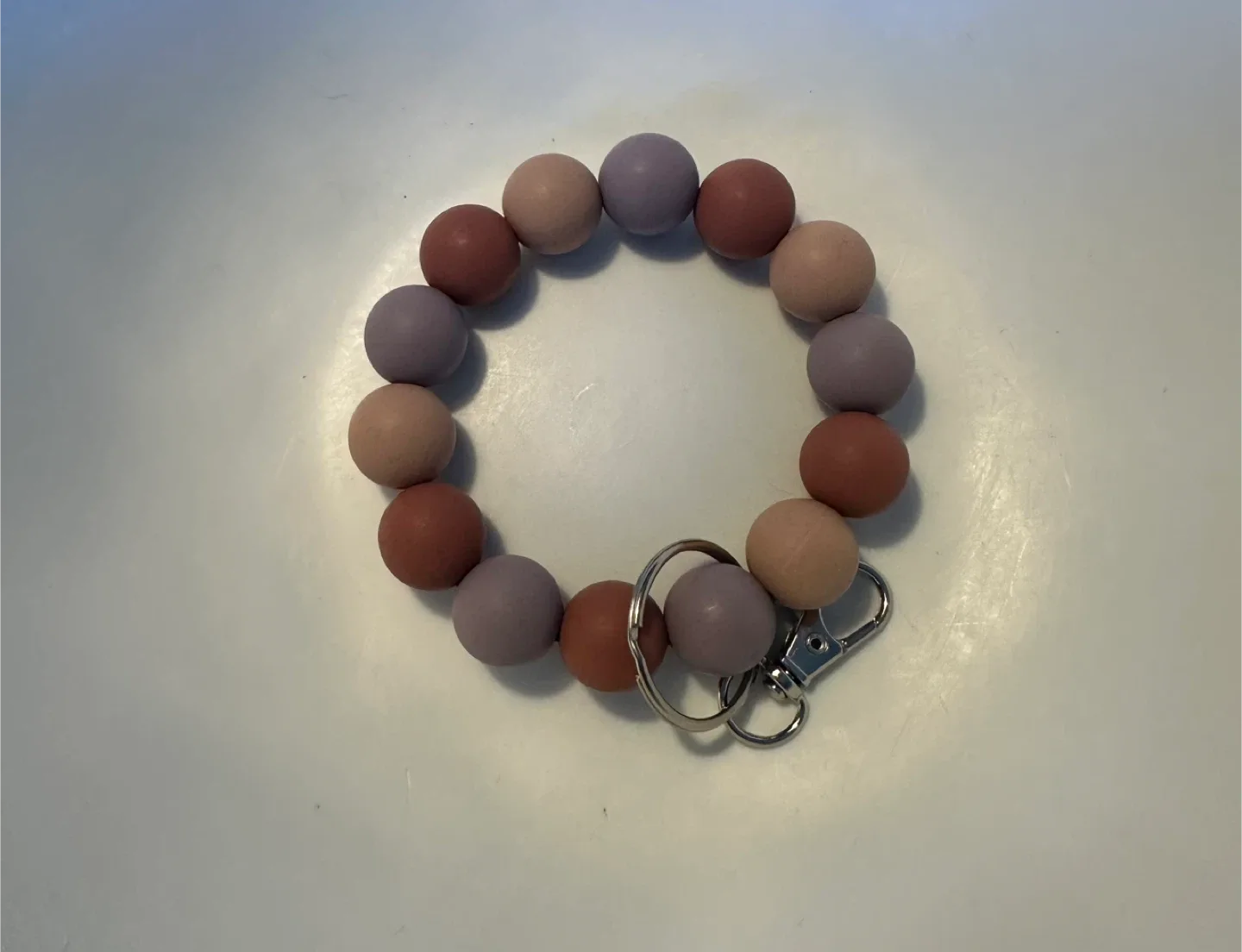 Silicone Bracelet Keychain - Lilac, Beige, Brown thumbnail