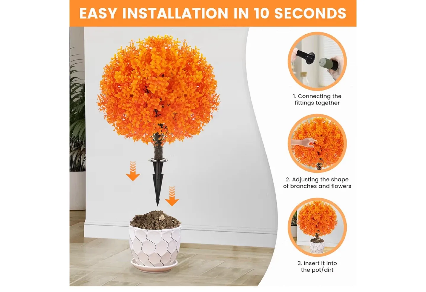 2 Artificial Topiary Trees - Orange image indicator(6)