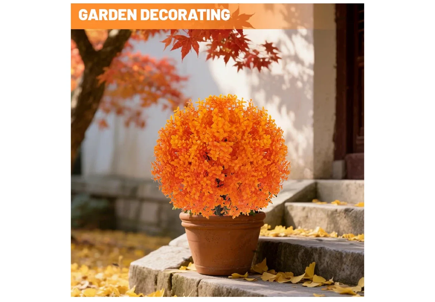 2 Artificial Topiary Trees - Orange image indicator(2)