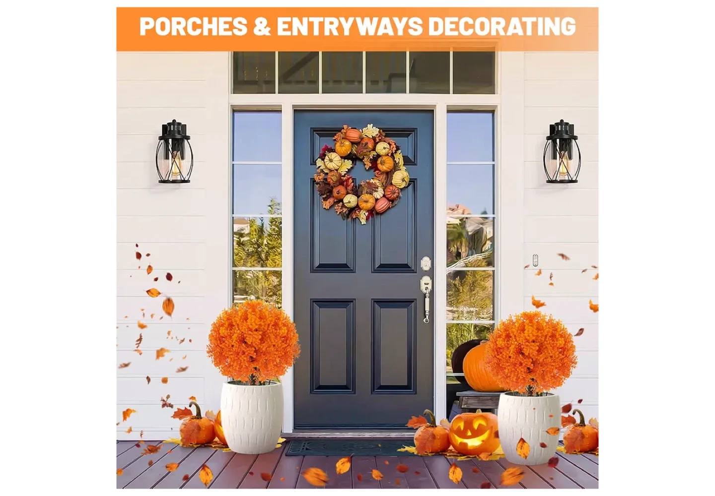 2 Artificial Topiary Trees - Orange image indicator(4)