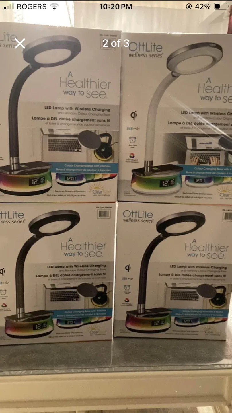 OttLite Wellness Series LED Lamp w/ Wireless Charging image indicator(2)