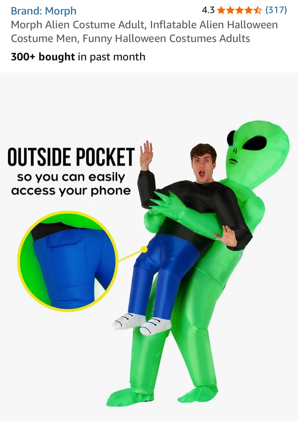 Morph Alien Inflatable Costume - Adult Halloween Fun! image indicator(3)