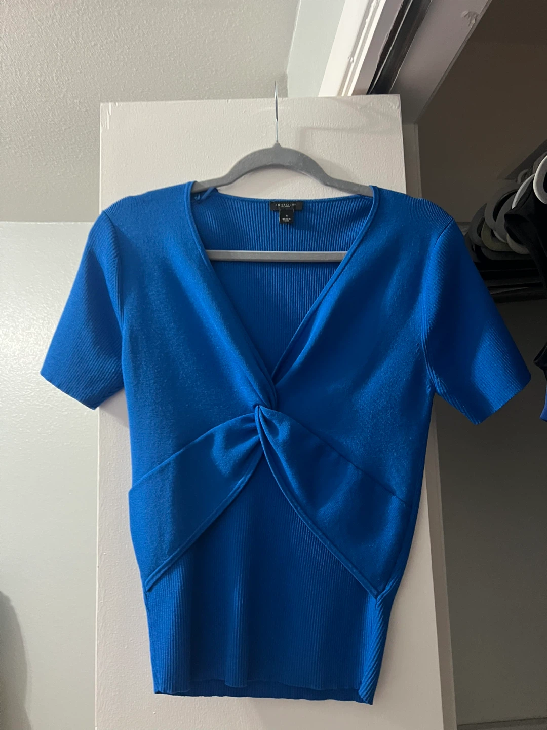 Women’s Ann Taylor Factory Blue Twist Front Top - Size M