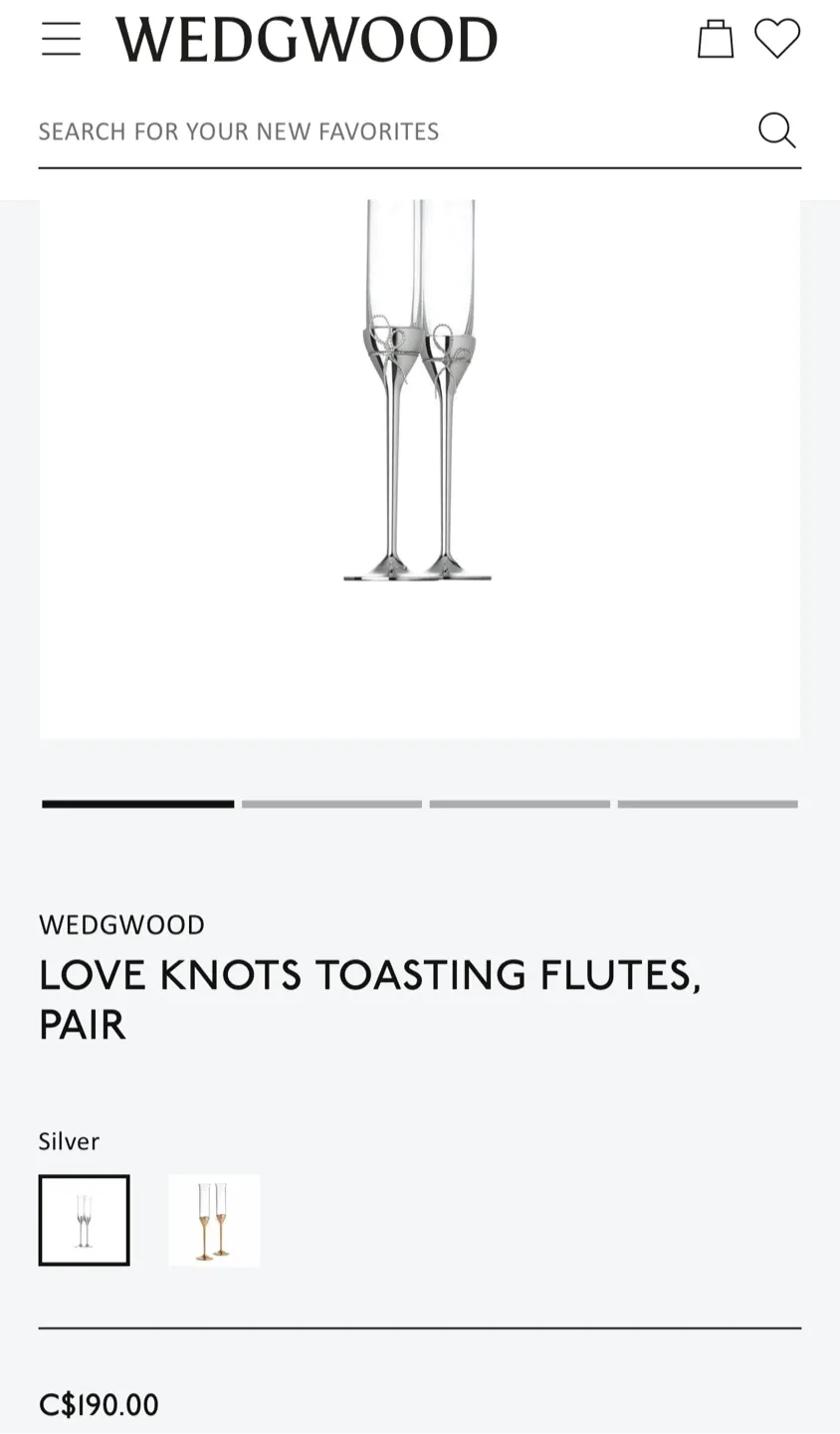 Brand New Wedgwood Vera Wang Love Knots Toasting Flutes (Pair) image indicator(3)