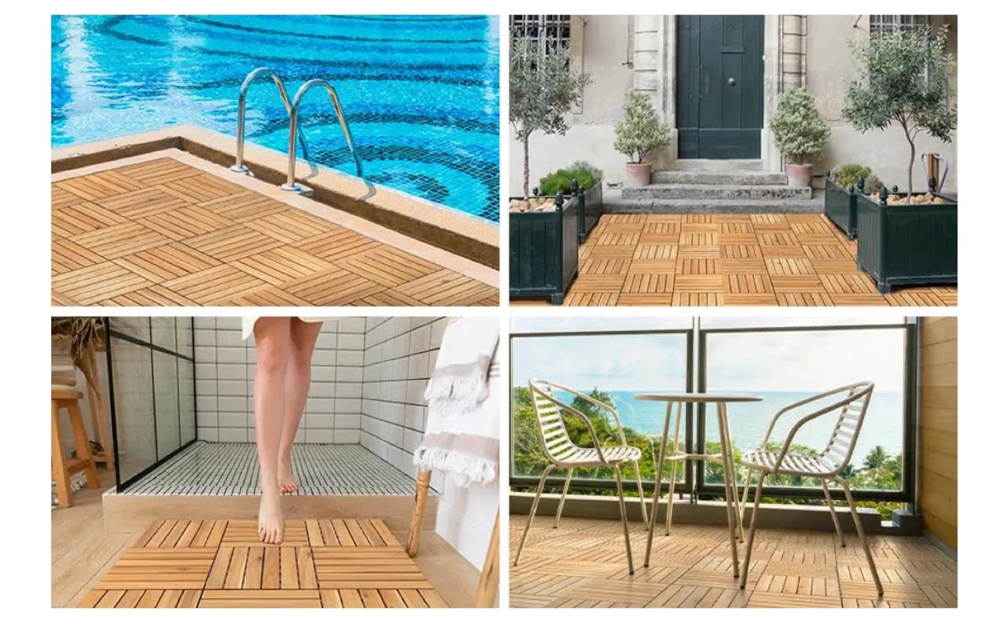 Outdoor Wood Deck Tiles - 12"x12" - 9 pcs image indicator(3)