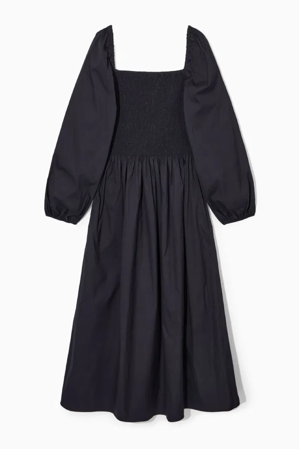COS Black Smocked Bodice Midi Dress