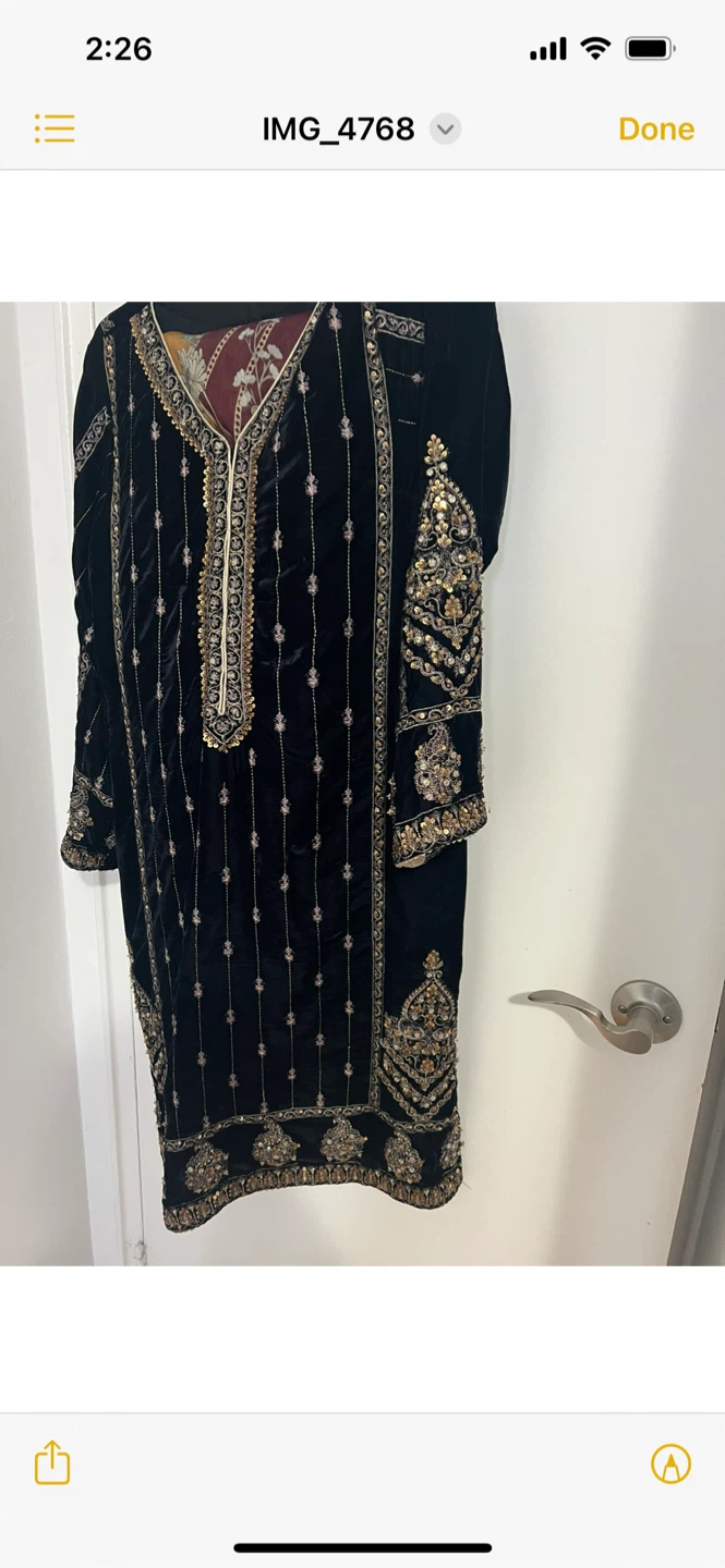 Black Velvet Embroidered Suit - photo 3