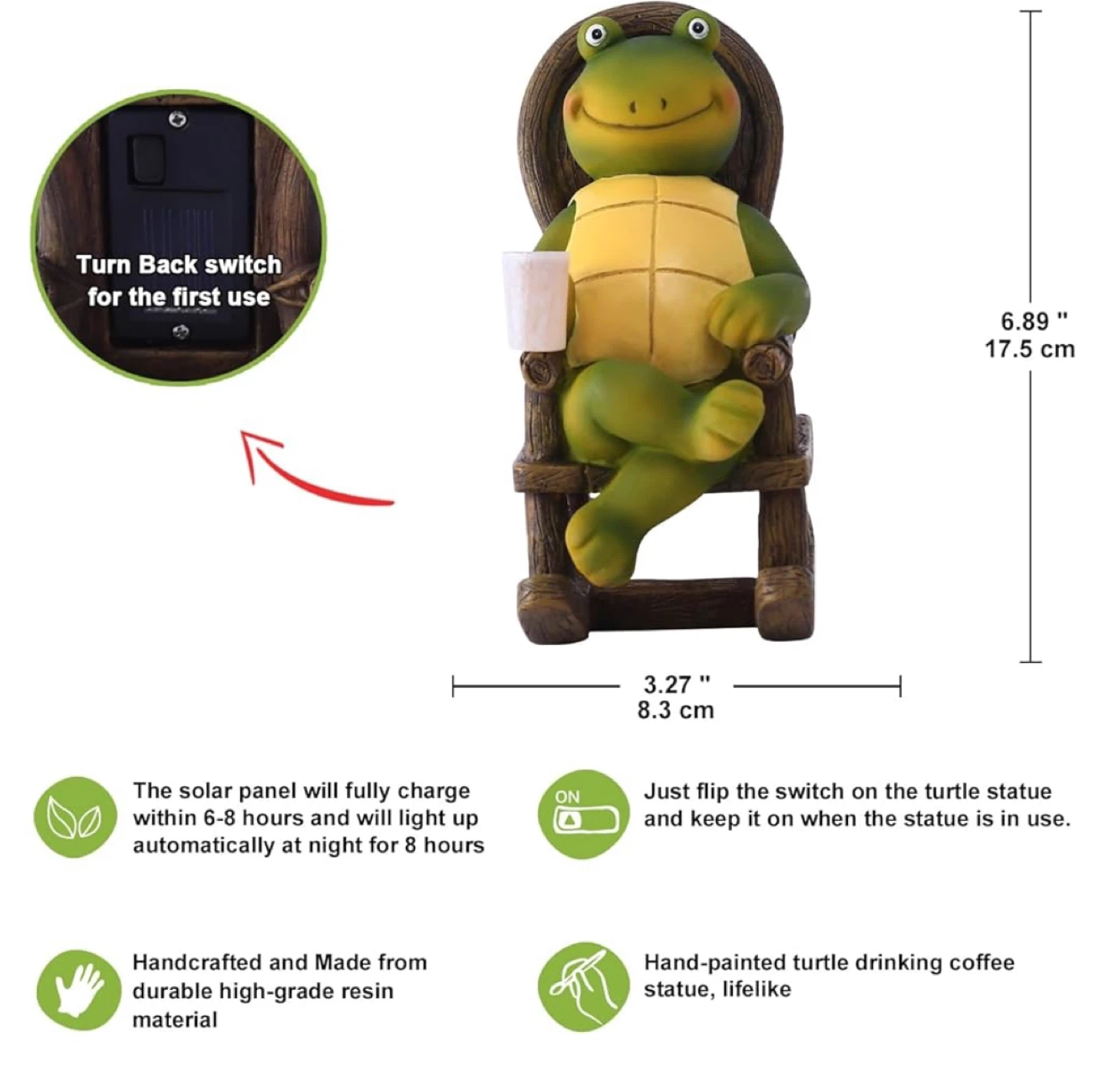 Nacome Turtle solar outdoor figurine 2 pieces - photo 4