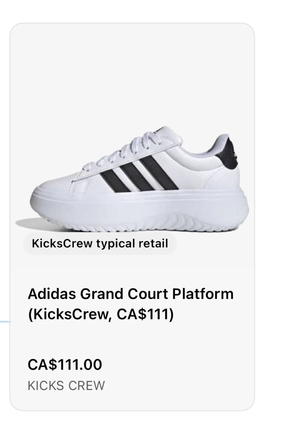 Adidas Grand Court Platform White Sneakers - Size 7.5 image indicator(2)