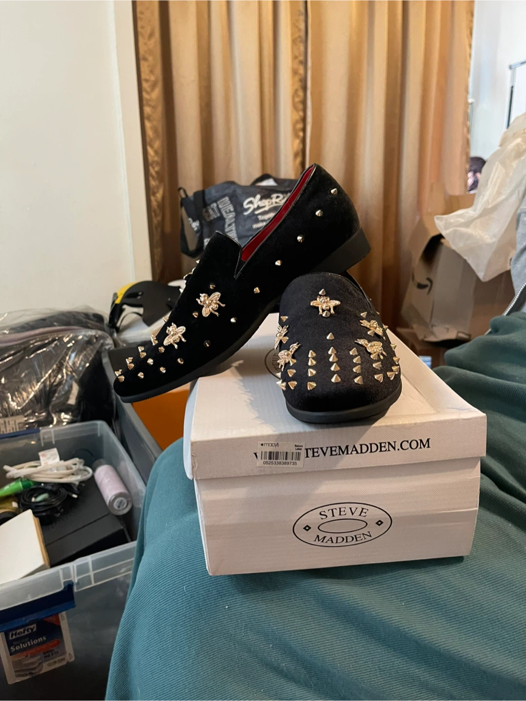Steve Madden Black Velvet Bee Loafers