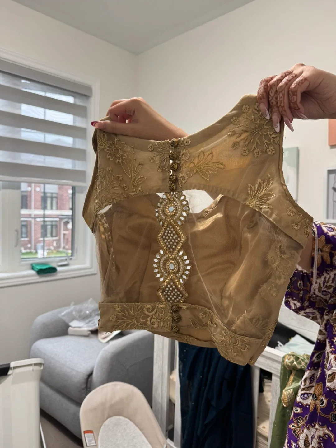 Gold Indian Lengha Skirt & Blouse Set thumbnail