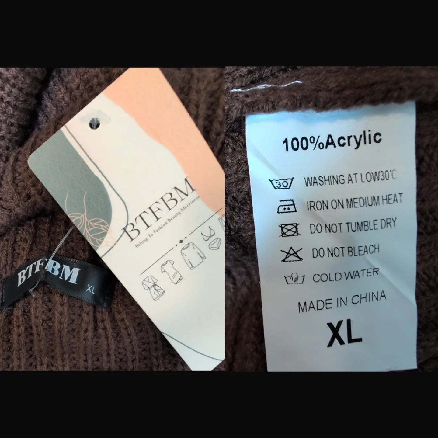 NEW! BTFBM Knit Turtleneck Drop Shoulder Sweater Dress - XL image indicator(5)