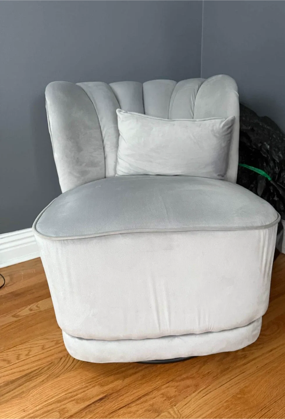 Gray Swivel Chair with Pillow