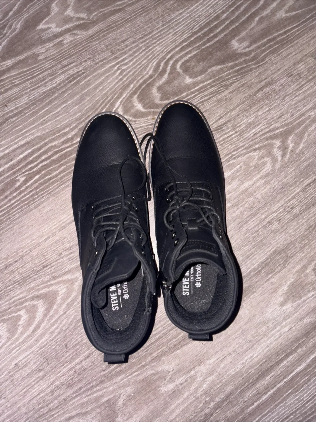 Steve Madden Men's Black Leather Boots Size 10 image indicator(2)