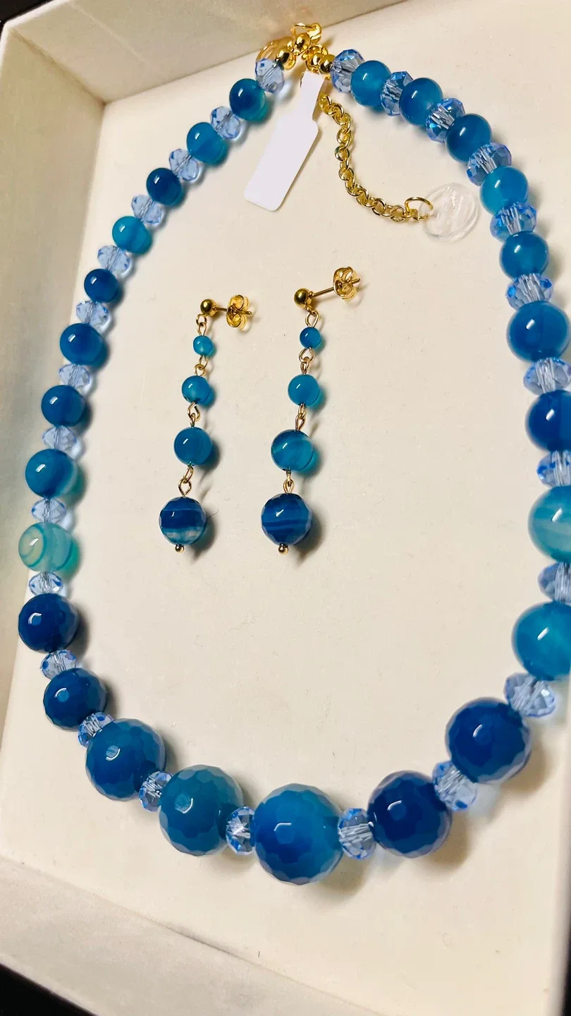 Blue Beaded Necklace & Earring Set image indicator(4)
