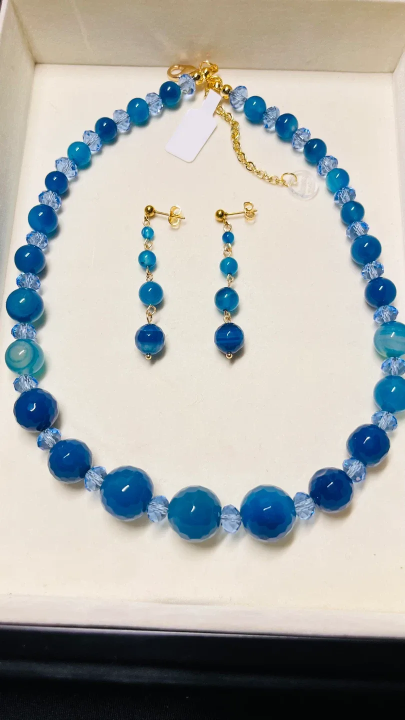 Blue Beaded Necklace & Earring Set image indicator(2)