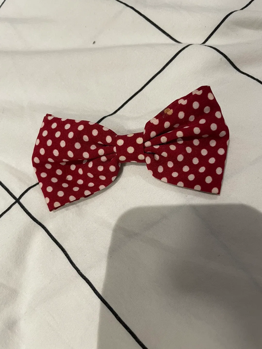 🥕Red & White Polka Dot Bow hair Tie thumbnail