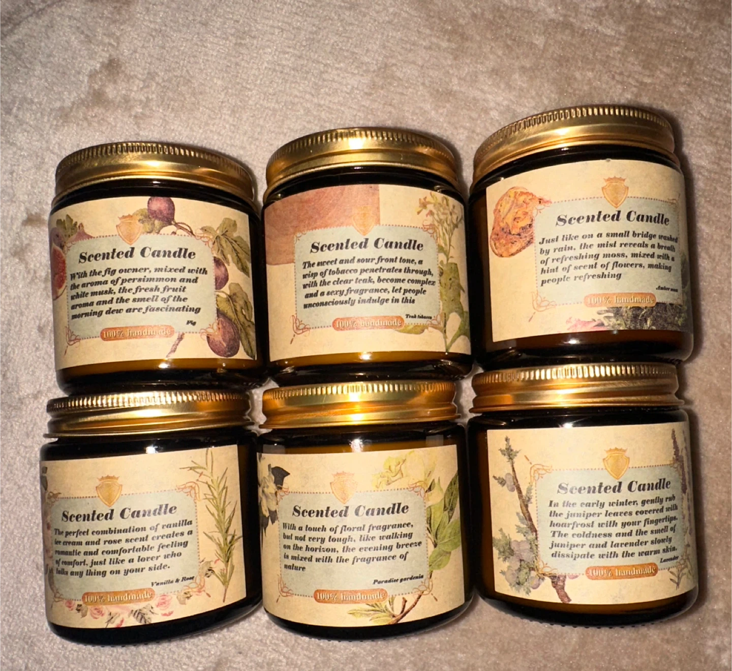 Handmade scented candles, gifts set of 6