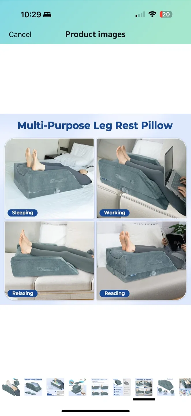 KINGPAVONINI Adjustable Leg Elevation Pillow –Memory Foam R image indicator(2)