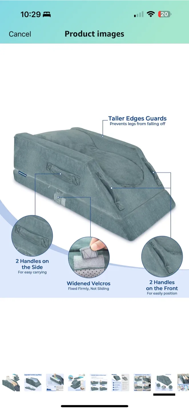 KINGPAVONINI Adjustable Leg Elevation Pillow –Memory Foam R image indicator(4)