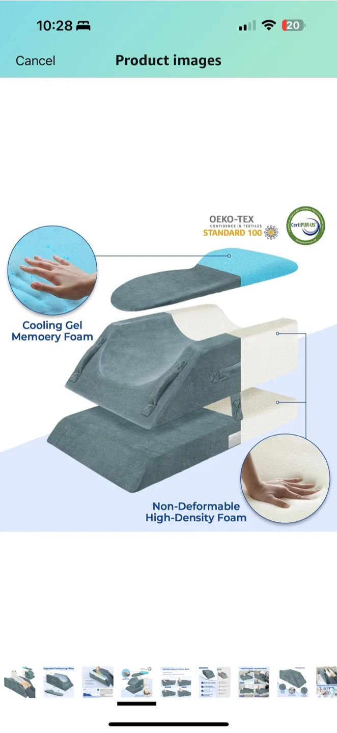 KINGPAVONINI Adjustable Leg Elevation Pillow –Memory Foam R image indicator(6)