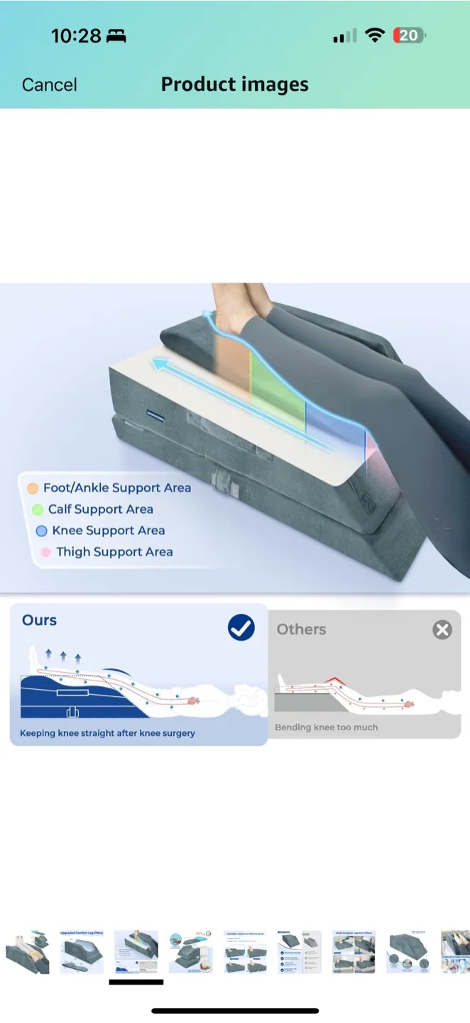 KINGPAVONINI Adjustable Leg Elevation Pillow –Memory Foam R image indicator(7)