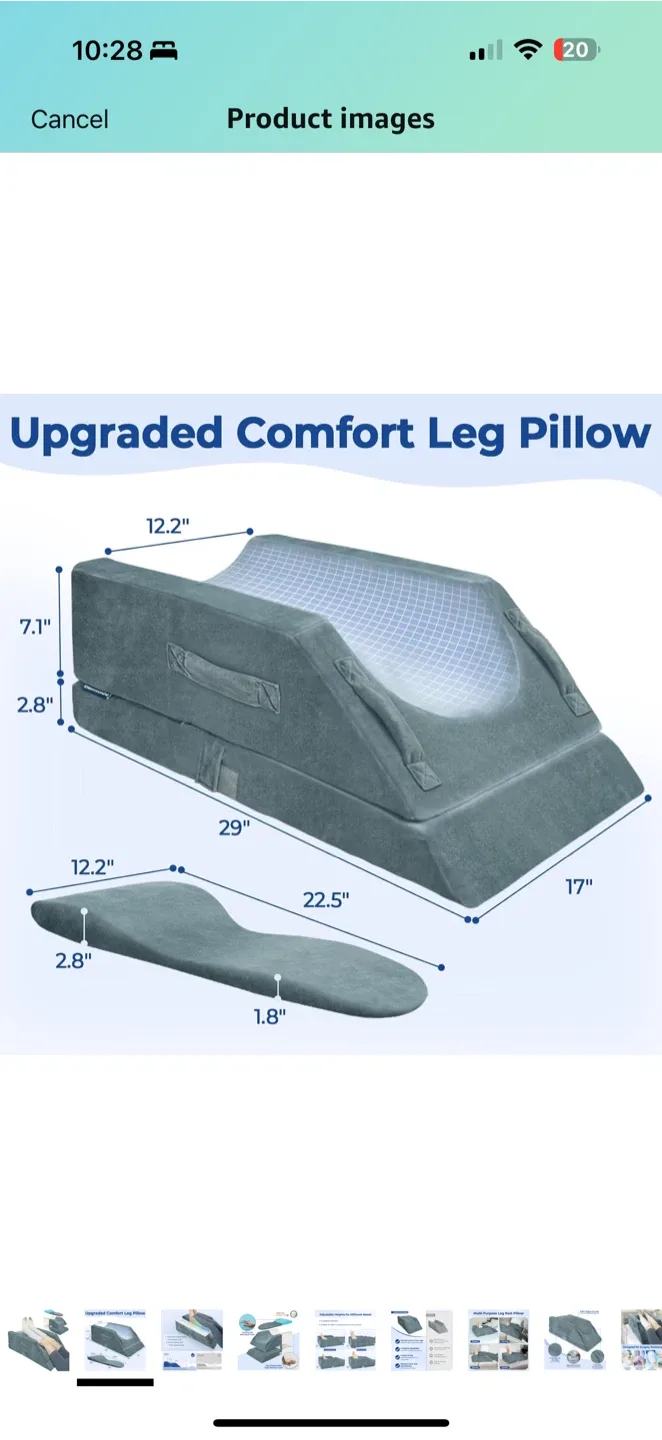 KINGPAVONINI Adjustable Leg Elevation Pillow –Memory Foam R image indicator(8)