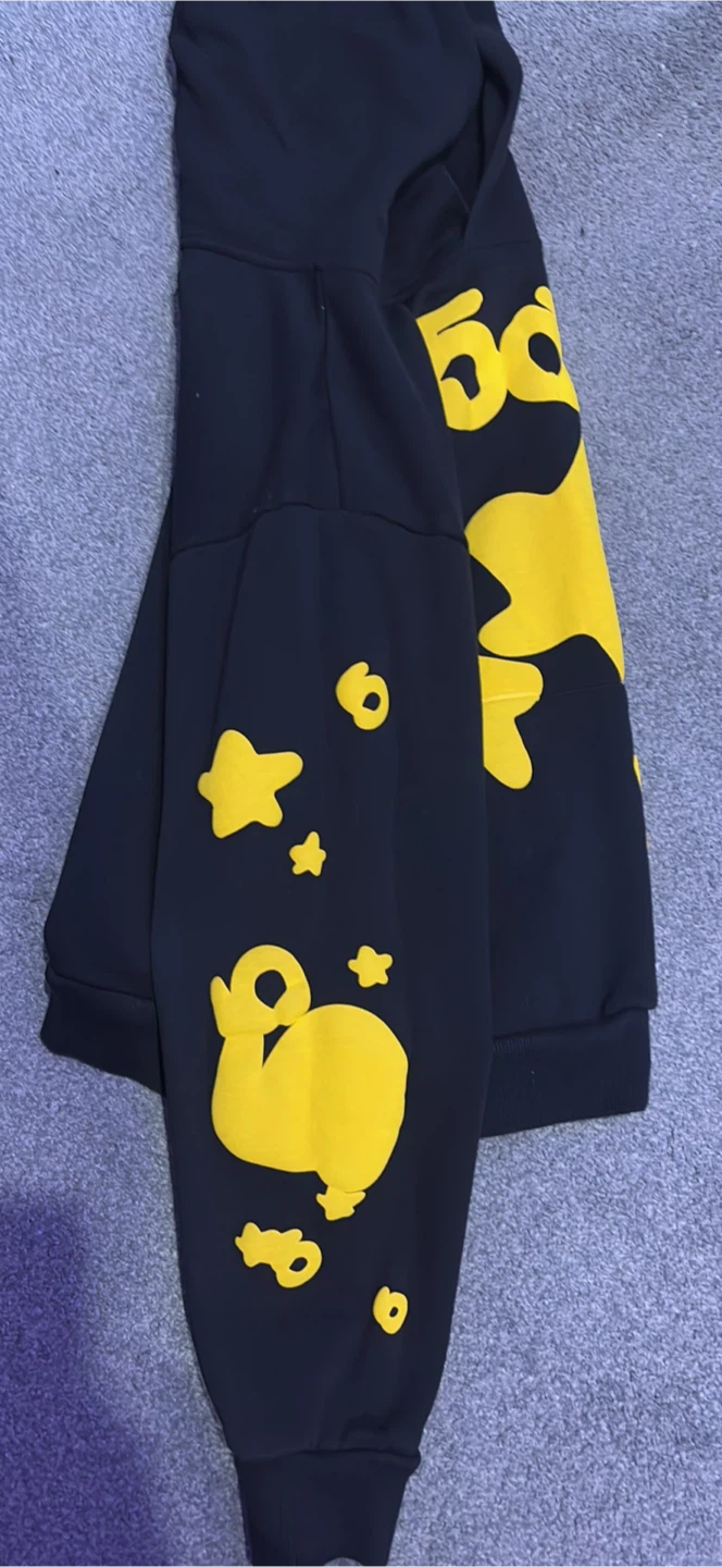 Sp5der Black and Yellow Hoodie, Size S - photo 5