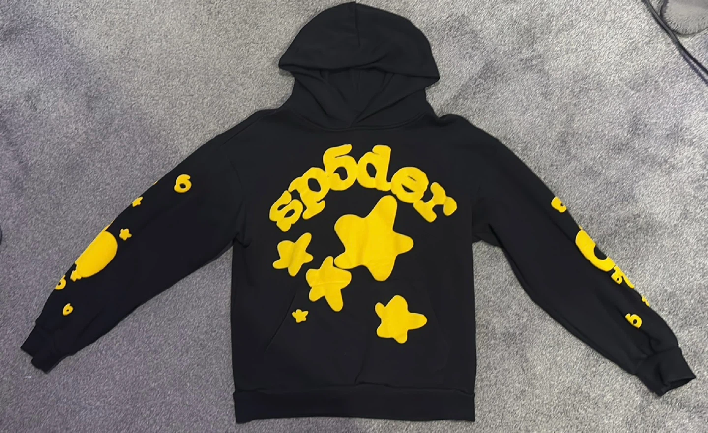 Sp5der Black and Yellow Hoodie, Size S